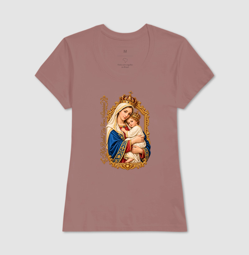 Camiseta Mãe Rainha Três Vezes Admirável Com Menino Jesus - Imagem 15