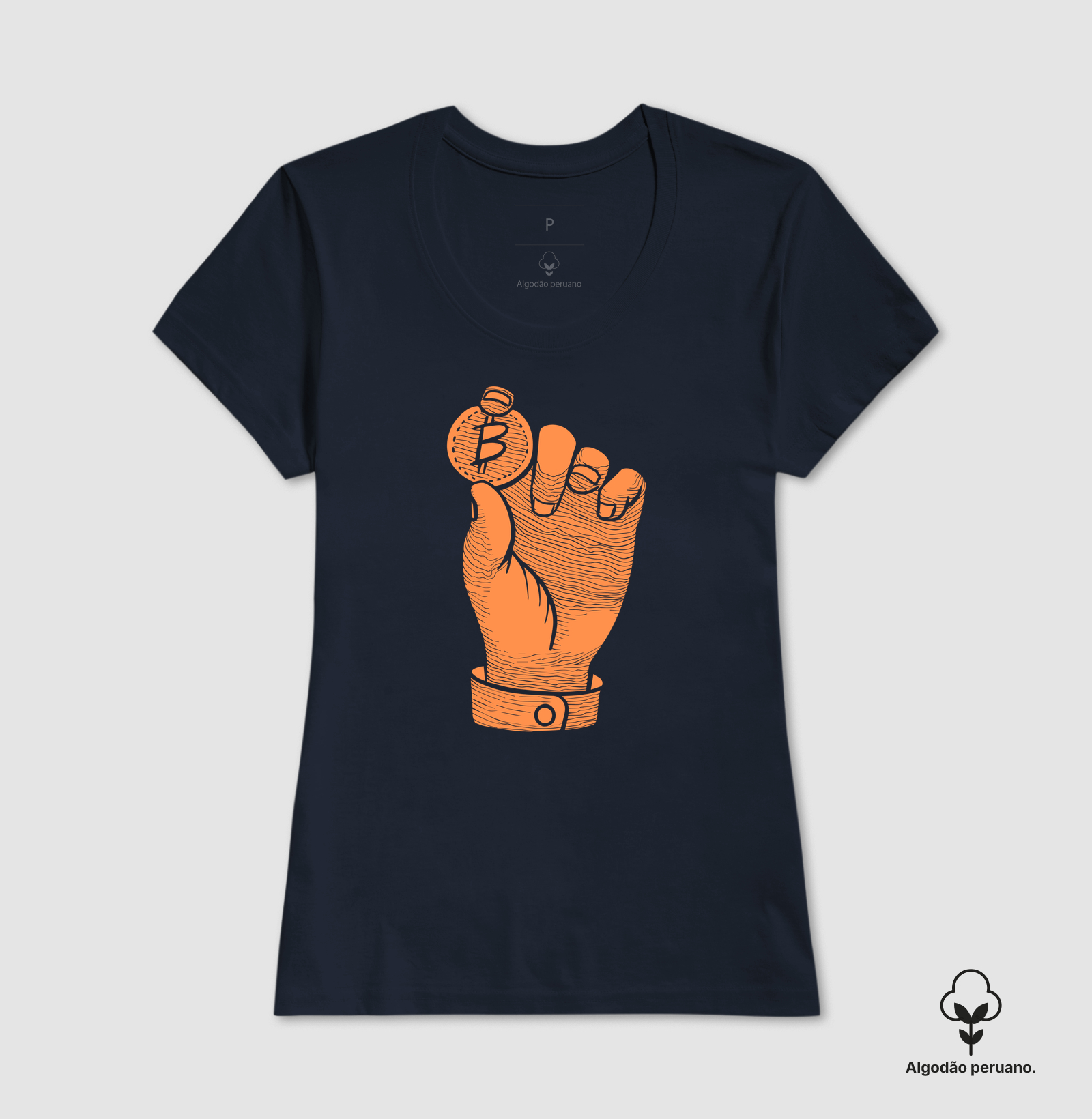 Camiseta Bitcoin Mão da Liberdade Algodão peruano - Imagem 6