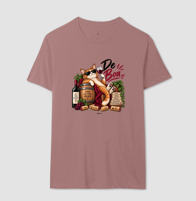 Camiseta “De Boa” Gato com Vinho – Estilo Relax & Life Mood - Imagem 14
