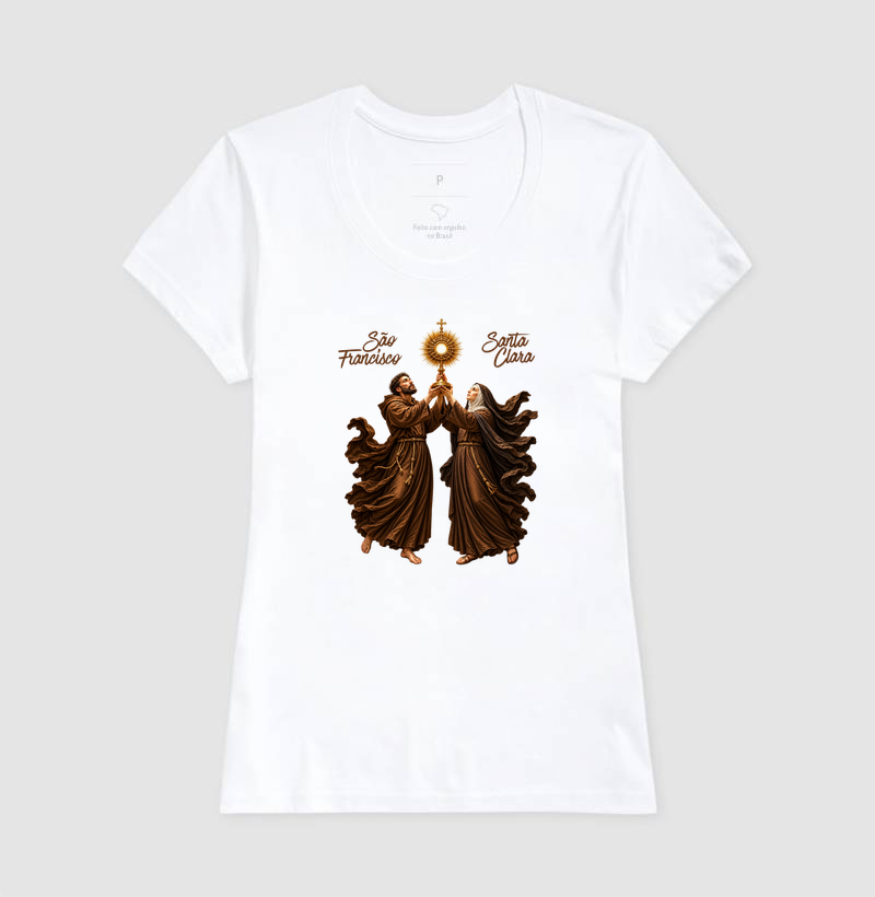 Camiseta São Francisco e Santa Clara de Assis - Adoradores do Santíssimo - Imagem 5