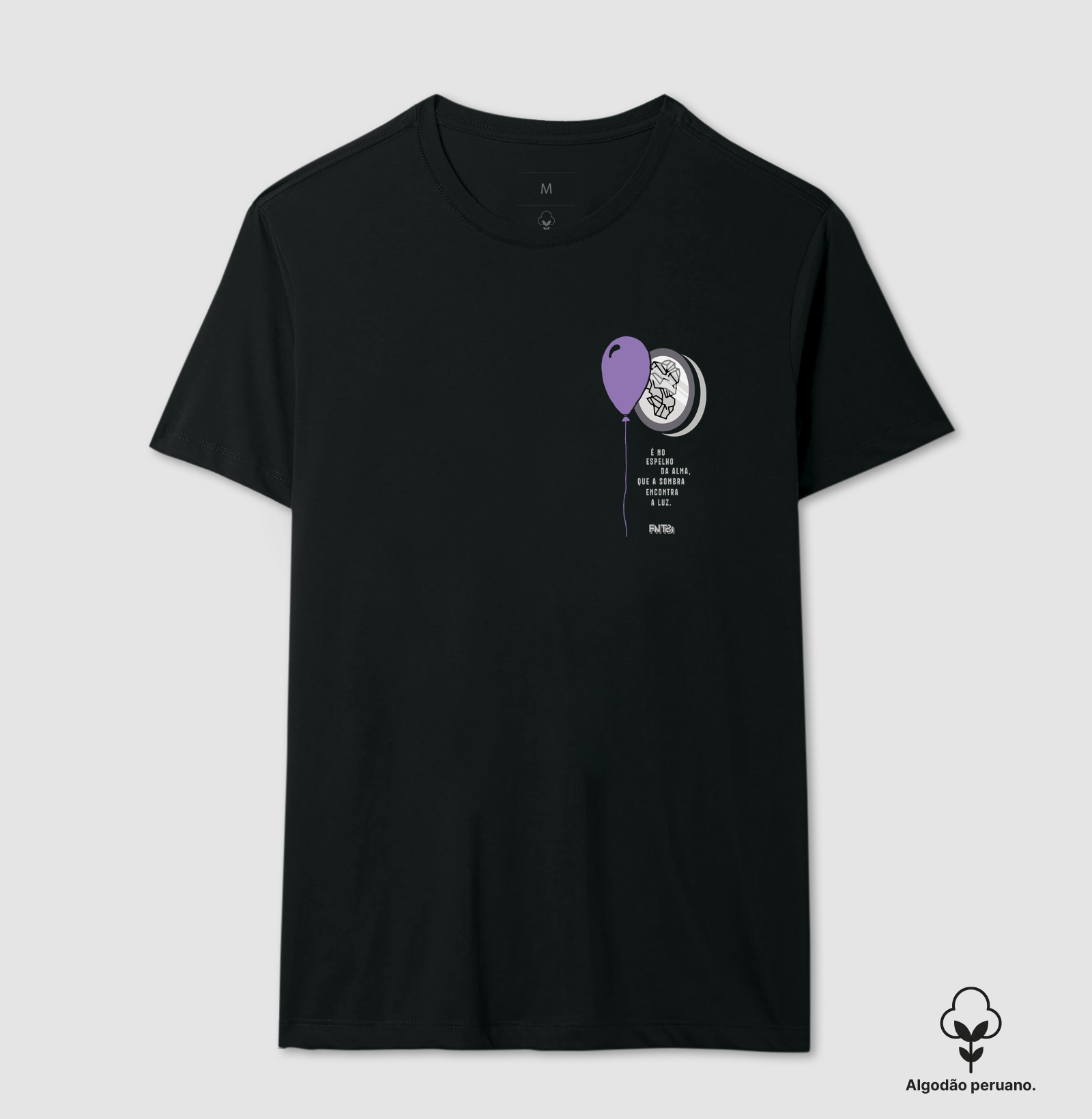 T-SHIRT "HUMANOS E MONSTROS" / ESPELHOS DA ALMA (ALGODÃO PERUANO)