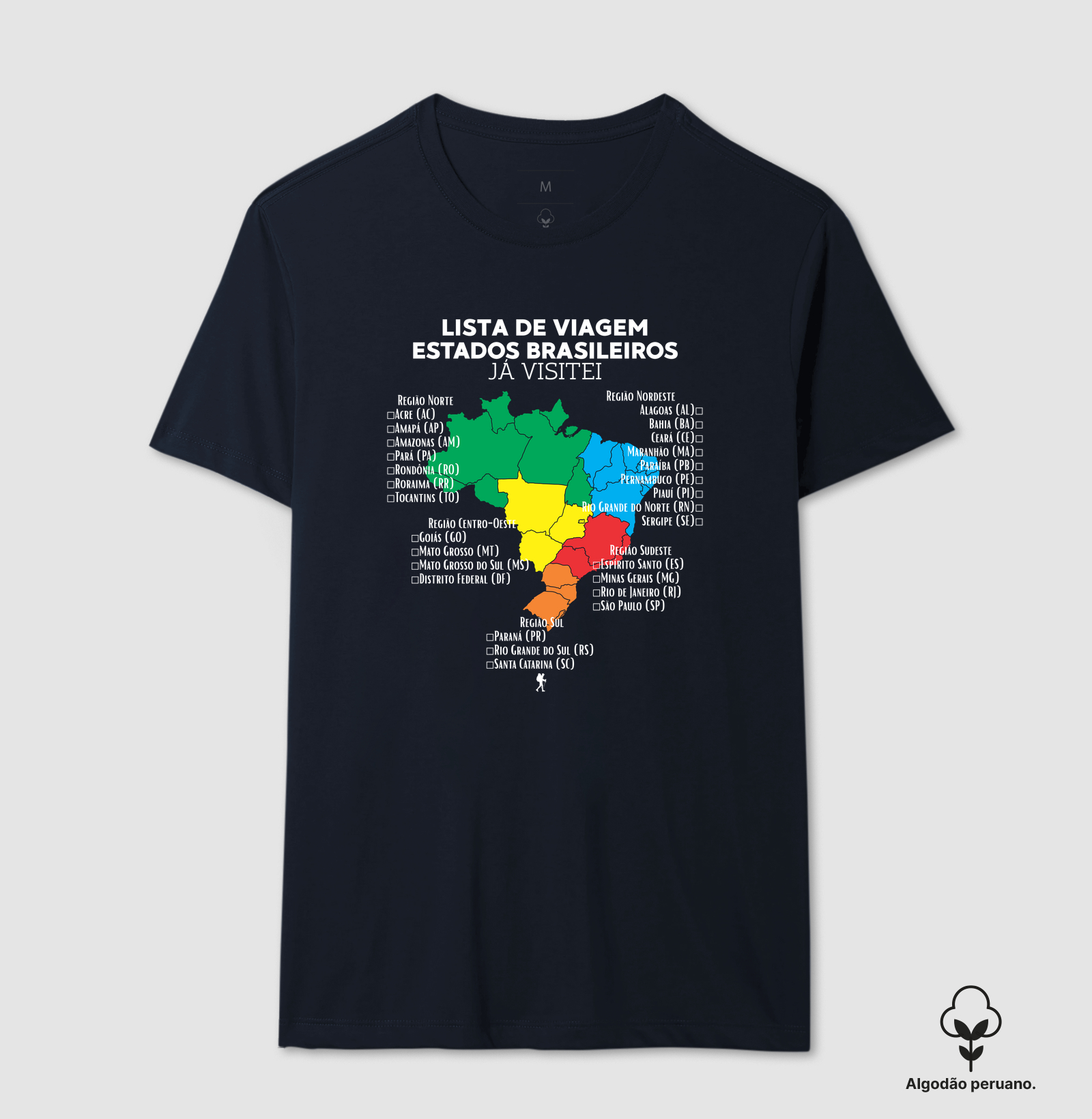Camiseta Lista de Viagem Estados Brasileiros Ja Visitei | Mapa Brasil Auto Personalizavel | Colecao Personalizaveis - Imagem 5