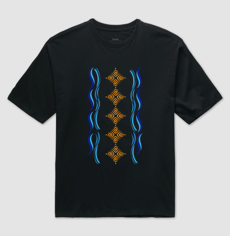 T-shirt Indígena- Grafismo Tsamata Piruara – A Escama que Guarda o Movimento do Rio - Imagem 2