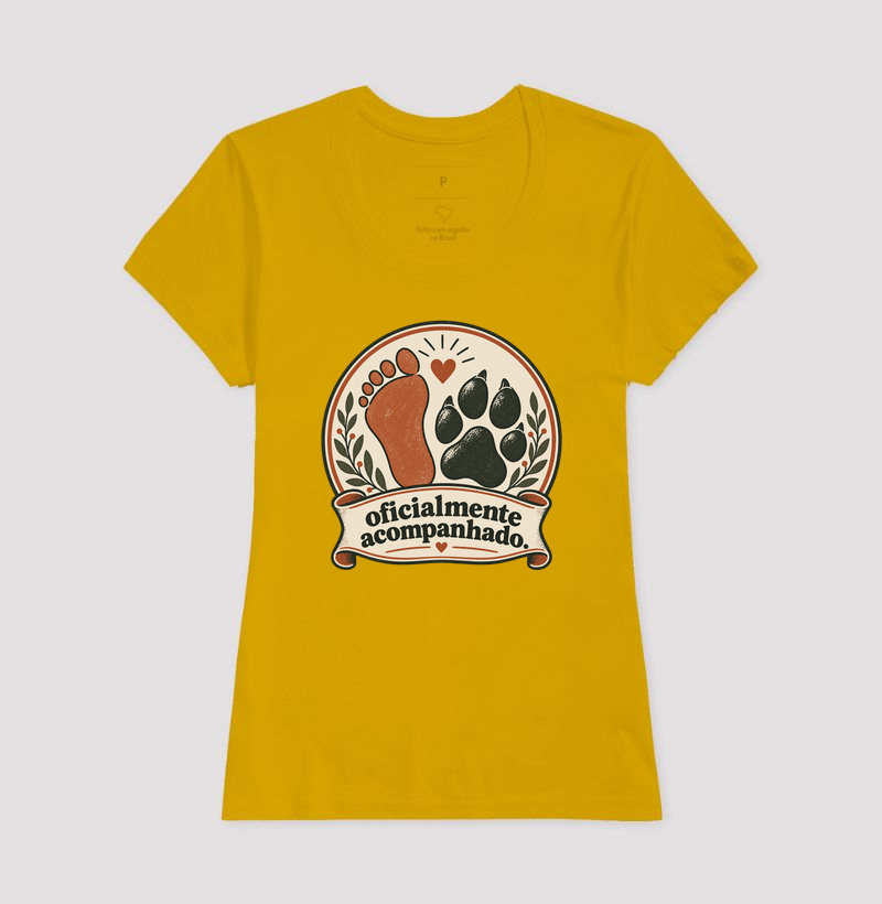 Camiseta Cachorro Minimalista "oficialmente acompanhado" | Pelo & Pano - Imagem 15