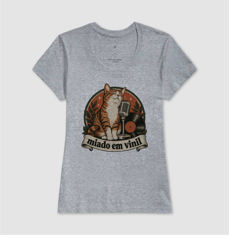Camiseta Gato Música "miado em vinil" | Pelo & Pano - Imagem 9