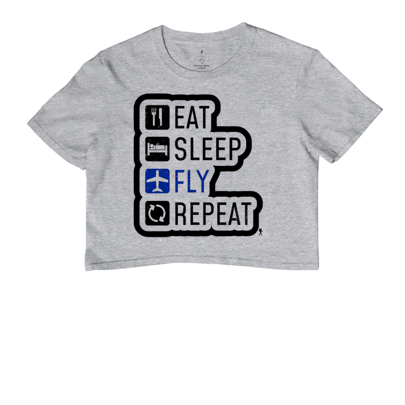 Camiseta Eat Sleep Fly Repeat | Rotina do Viajante Viciado | Colecao Viciados em Viagem - Imagem 6
