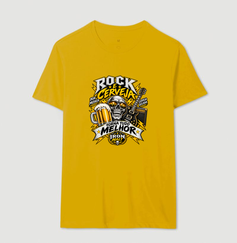 Camiseta Rock e Cerveja Caveira com Guitarra – Estilo Rock’n Roll | Iron Malte - Imagem 10