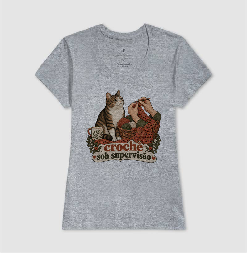 Camiseta Gato Crochê "crochê sob supervisão" | Pelo & Pano - Imagem 9