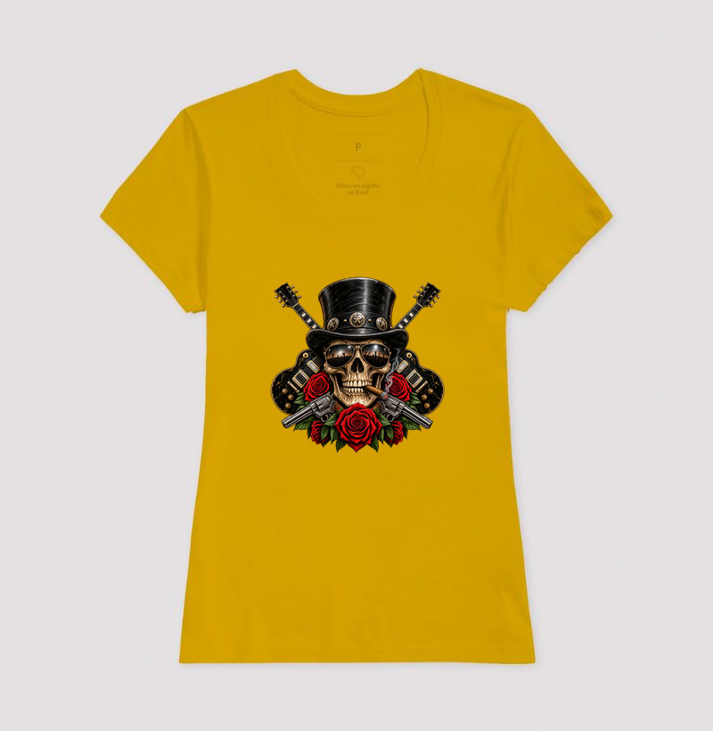 Camiseta Rock Skull com Guitarras, Rosas e Caveira – Estilo Rock’n’Roll - Imagem 15