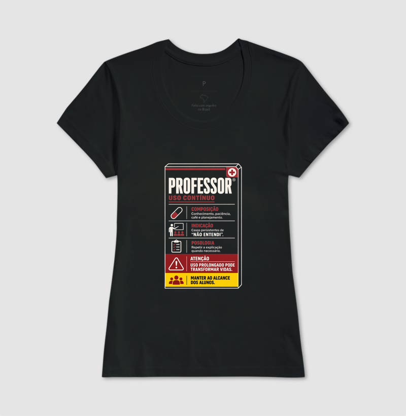 Camiseta Masculina Algodão Bula Professor Uso Contínuo - Imagem 3