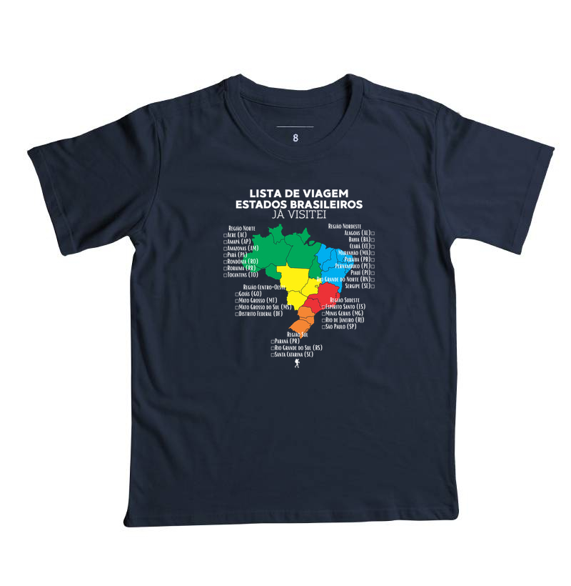 Camiseta Lista de Viagem Estados Brasileiros Ja Visitei | Mapa Brasil Auto Personalizavel | Colecao Personalizaveis - Imagem 4
