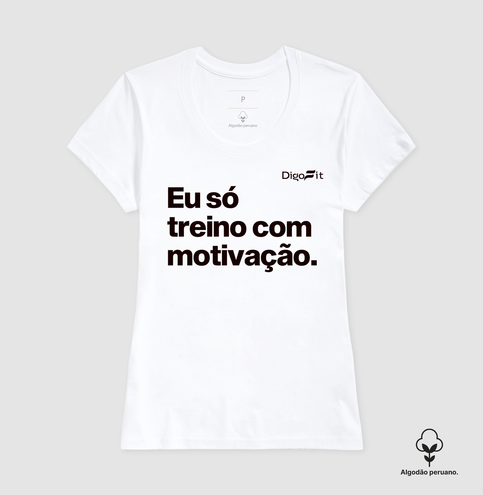 CAMISETA ALGODÃO PERUANO ACADEMIA EU SÓ TREINO COM MOTIVAÇÃO - Imagem 7