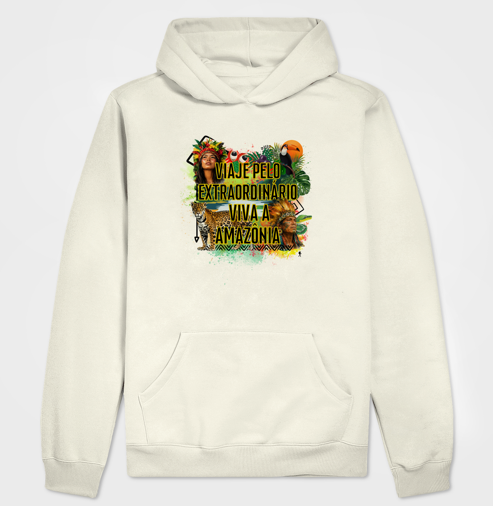 Camiseta Viaje pelo Extraordinario Viva a Amazonia | Onca Tucano Indigena | Colecao Viciados em Viagem - Imagem 3