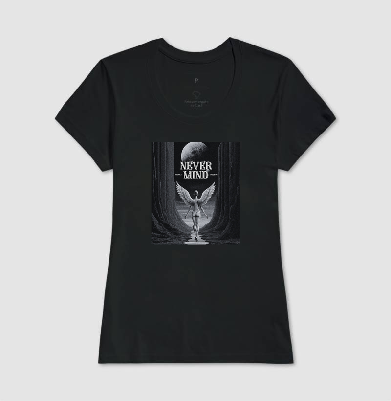 Camiseta Never Mind. Coleção Música. Masculino e feminino. Algodão Premium. - Imagem 3