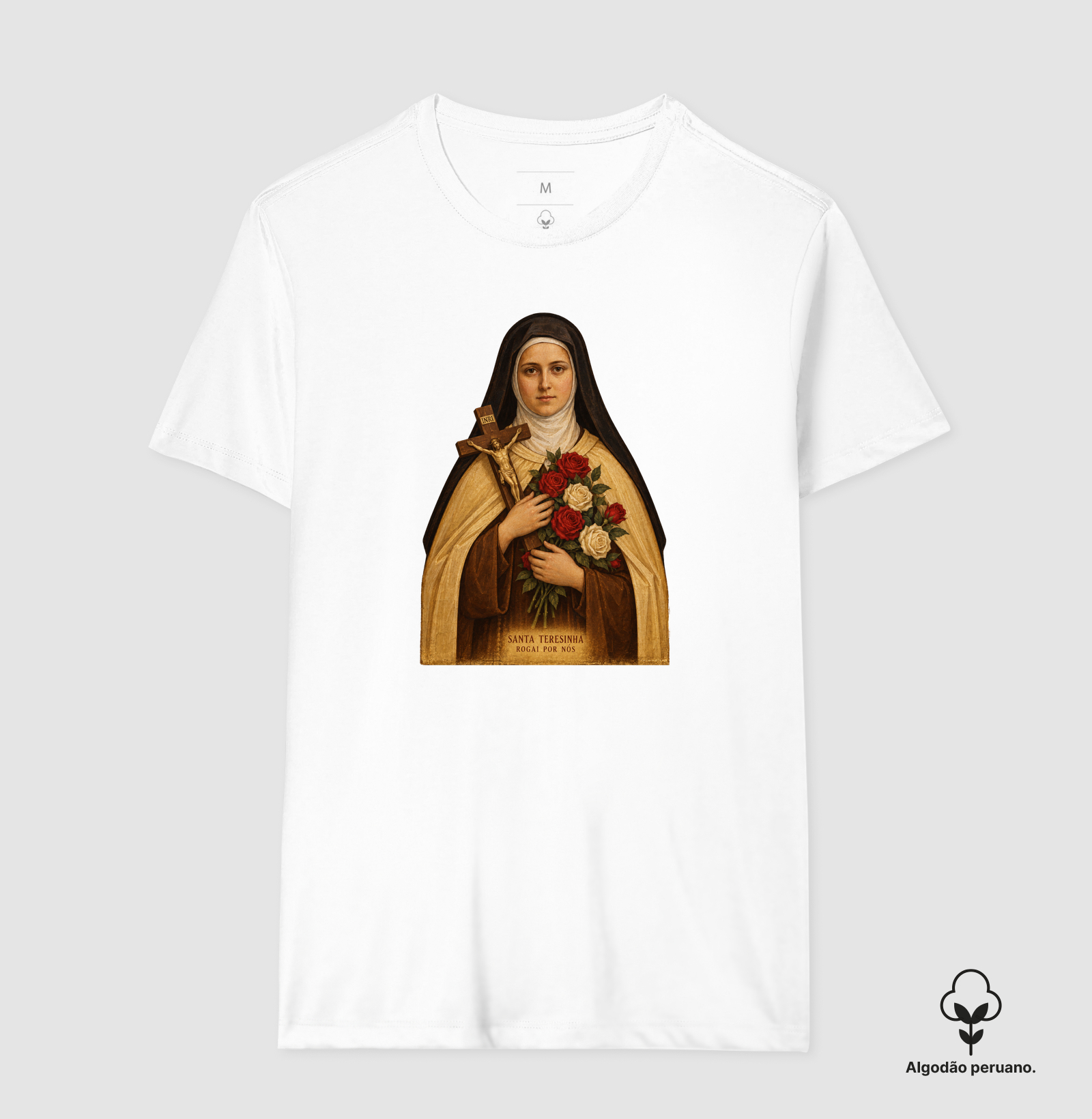 Camiseta Algodão Peruano Santa Teresinha Rogai por Nós - Imagem 4