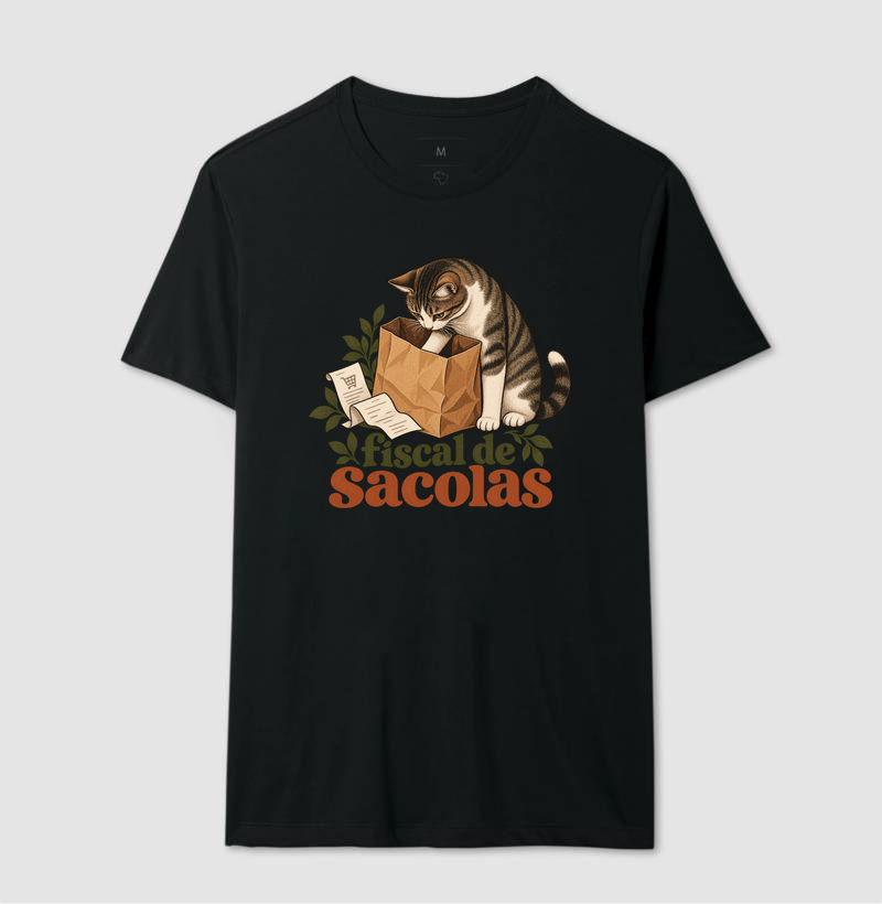 Camiseta Gato Compras "fiscal de sacolas" | Pelo & Pano - Imagem 2