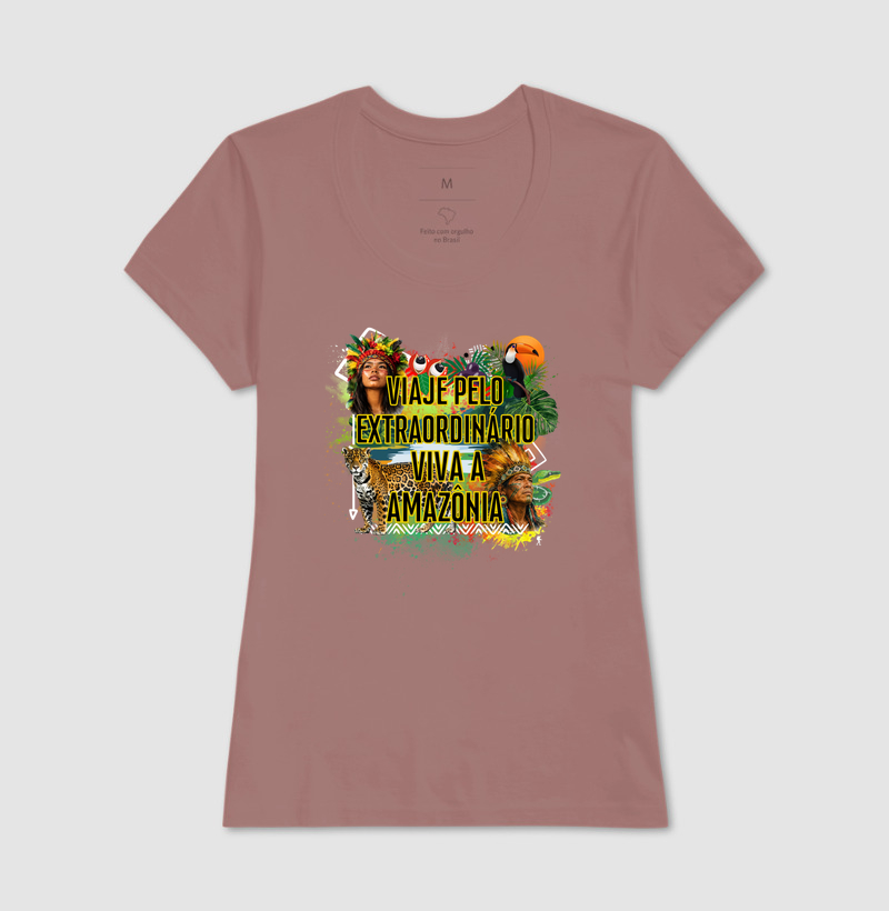 Camiseta Viaje pelo Extraordinario Viva a Amazonia | Onca Tucano Indigena | Colecao Viciados em Viagem - Imagem 20