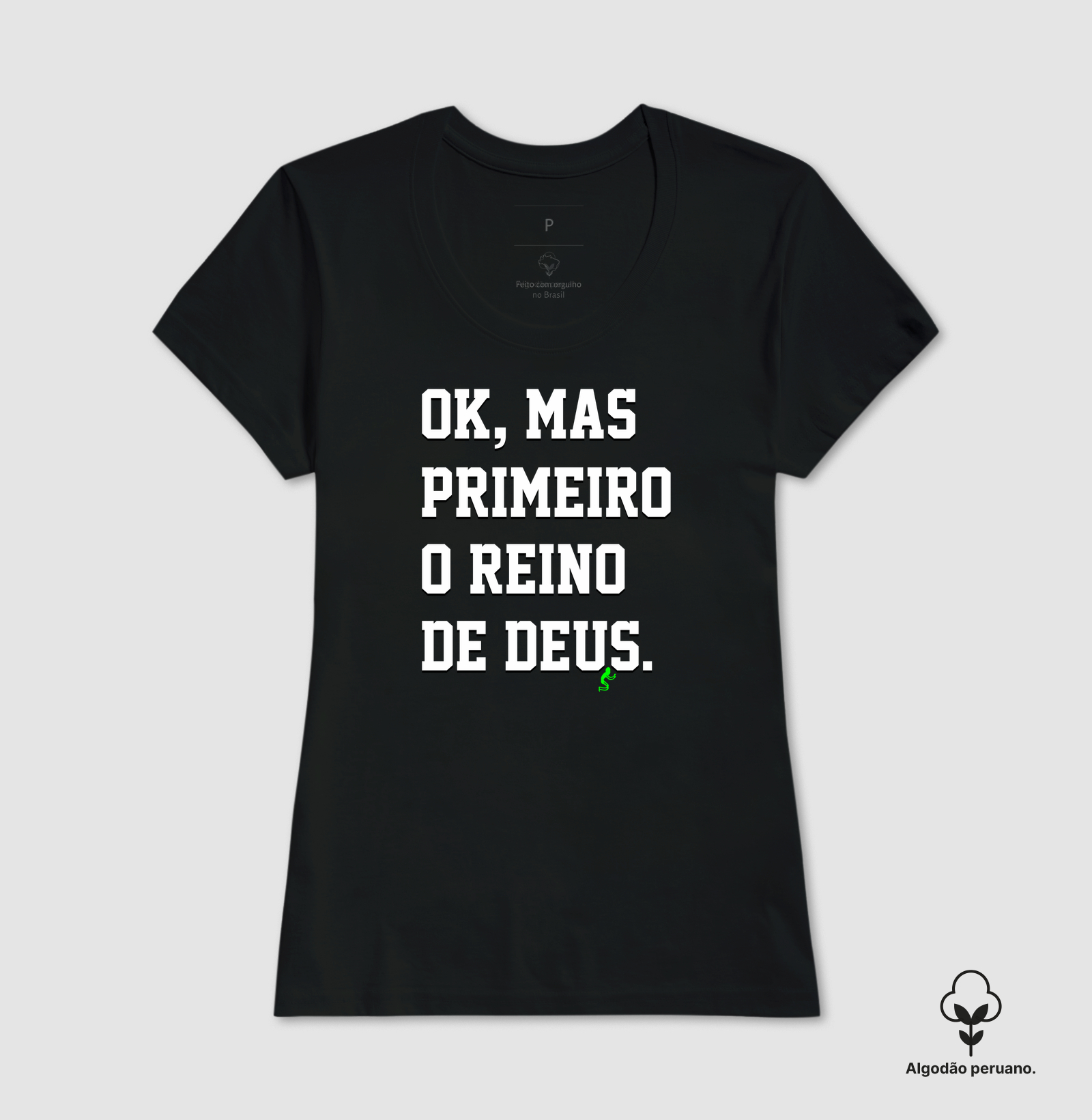 Camiseta Algodão Peruano Cristã Primeiro o Reino de Deus - Imagem 4