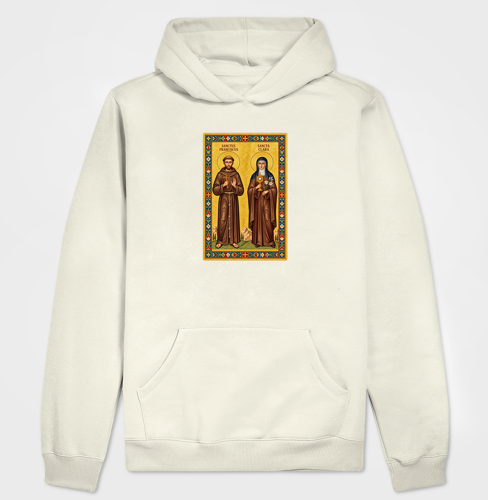 Moletom com Capuz São Francisco e Santa Clara de Assis Moldura - Imagem 3