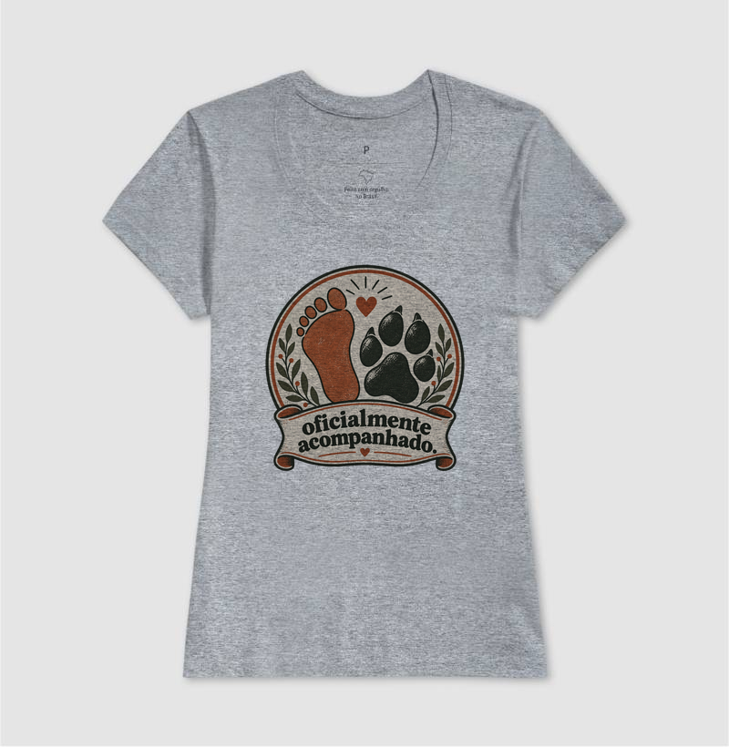 Camiseta Cachorro Minimalista "oficialmente acompanhado" | Pelo & Pano - Imagem 9