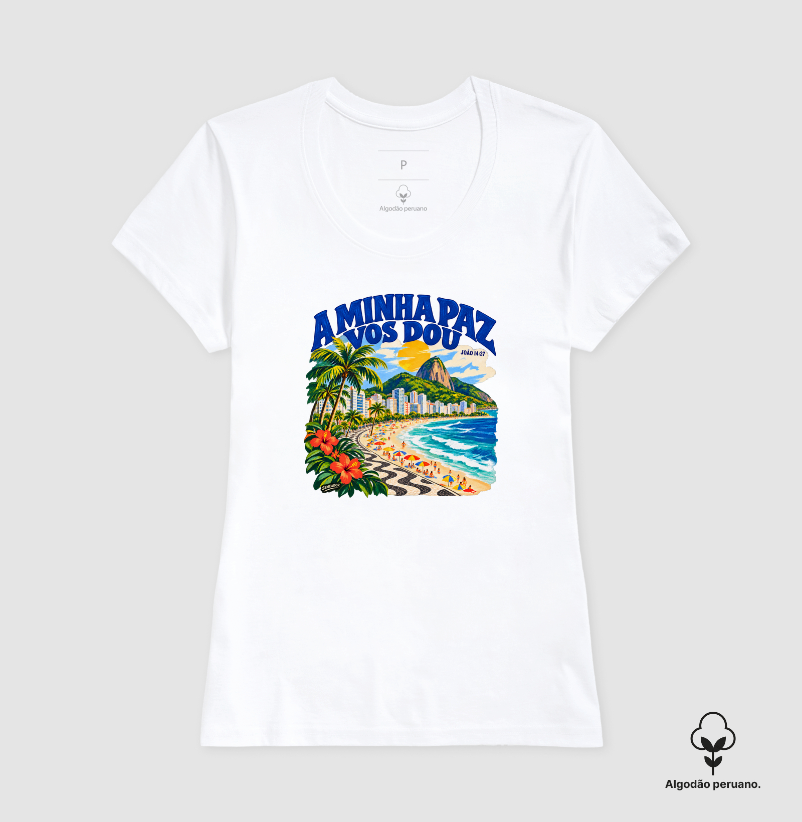 Camiseta Algodão Peruano Feminina Cristã A Minha Paz Vos Dou - Imagem 3