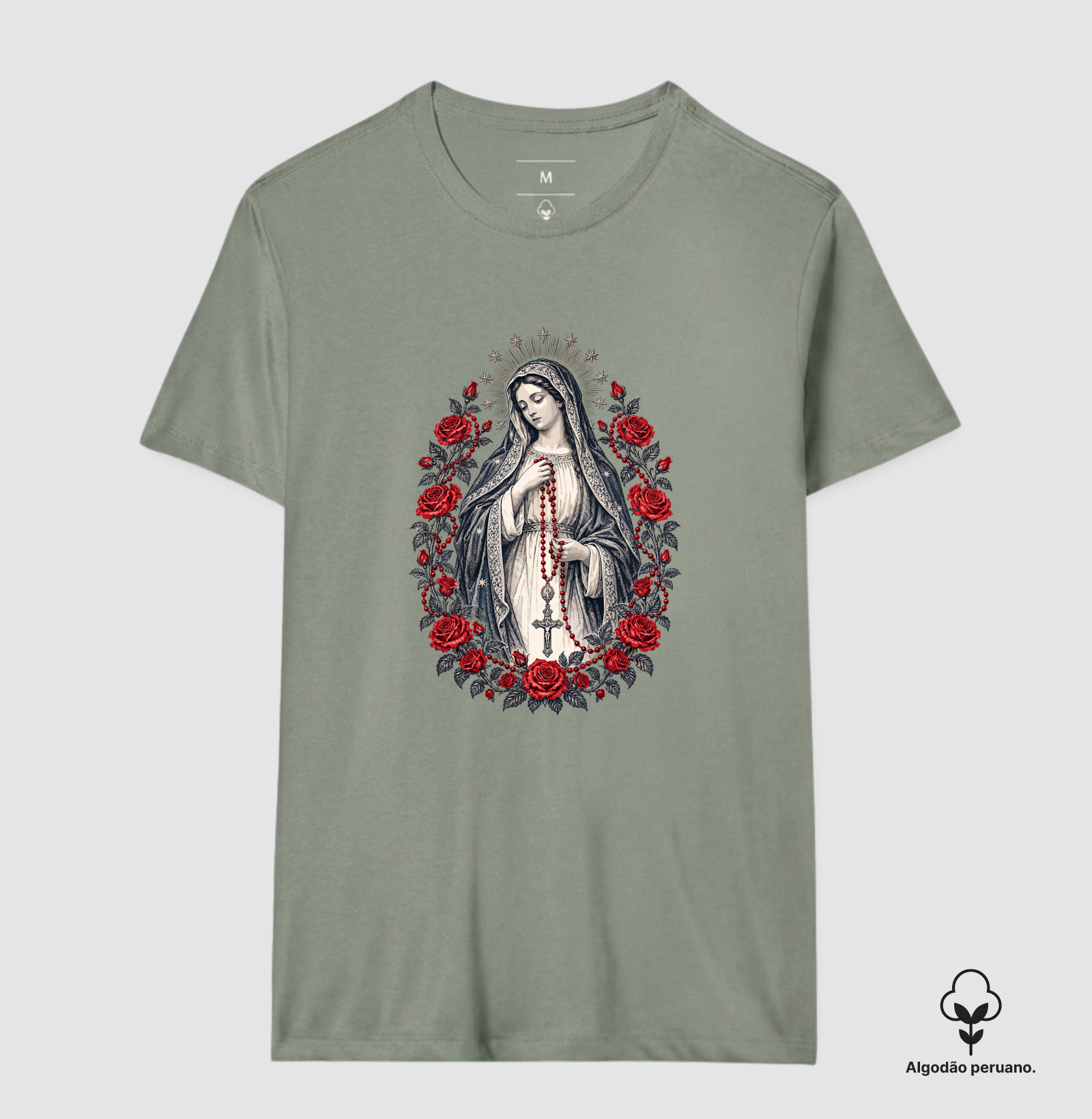 Nossa Senhora do Rosário Regina Rosarii - Algodão Peruano - Imagem 7