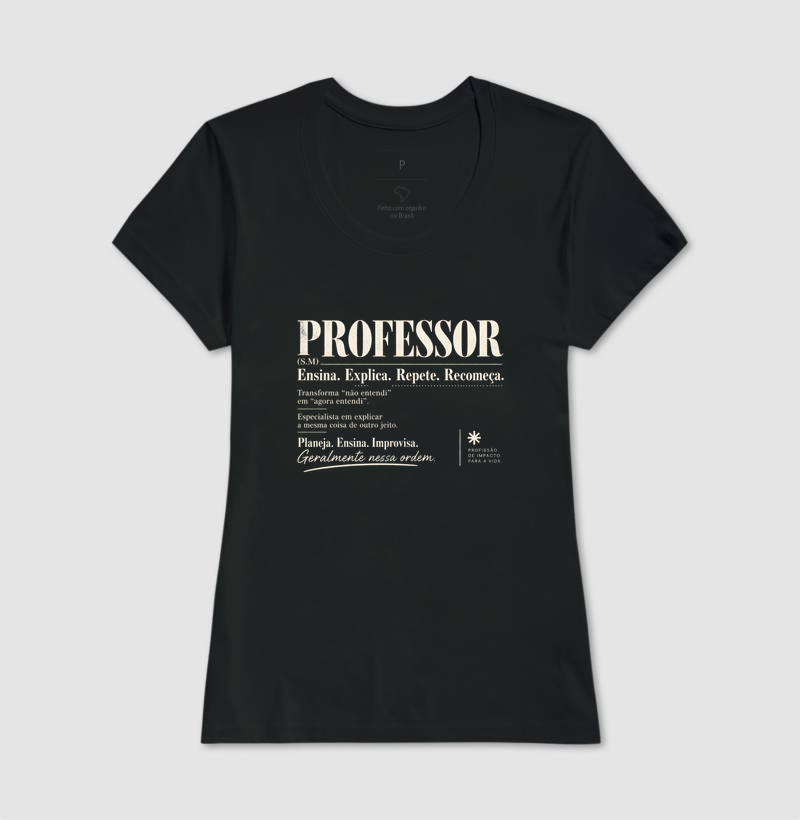 Camiseta Masculina Algodão Definição Professor Estampa Docente - Imagem 3