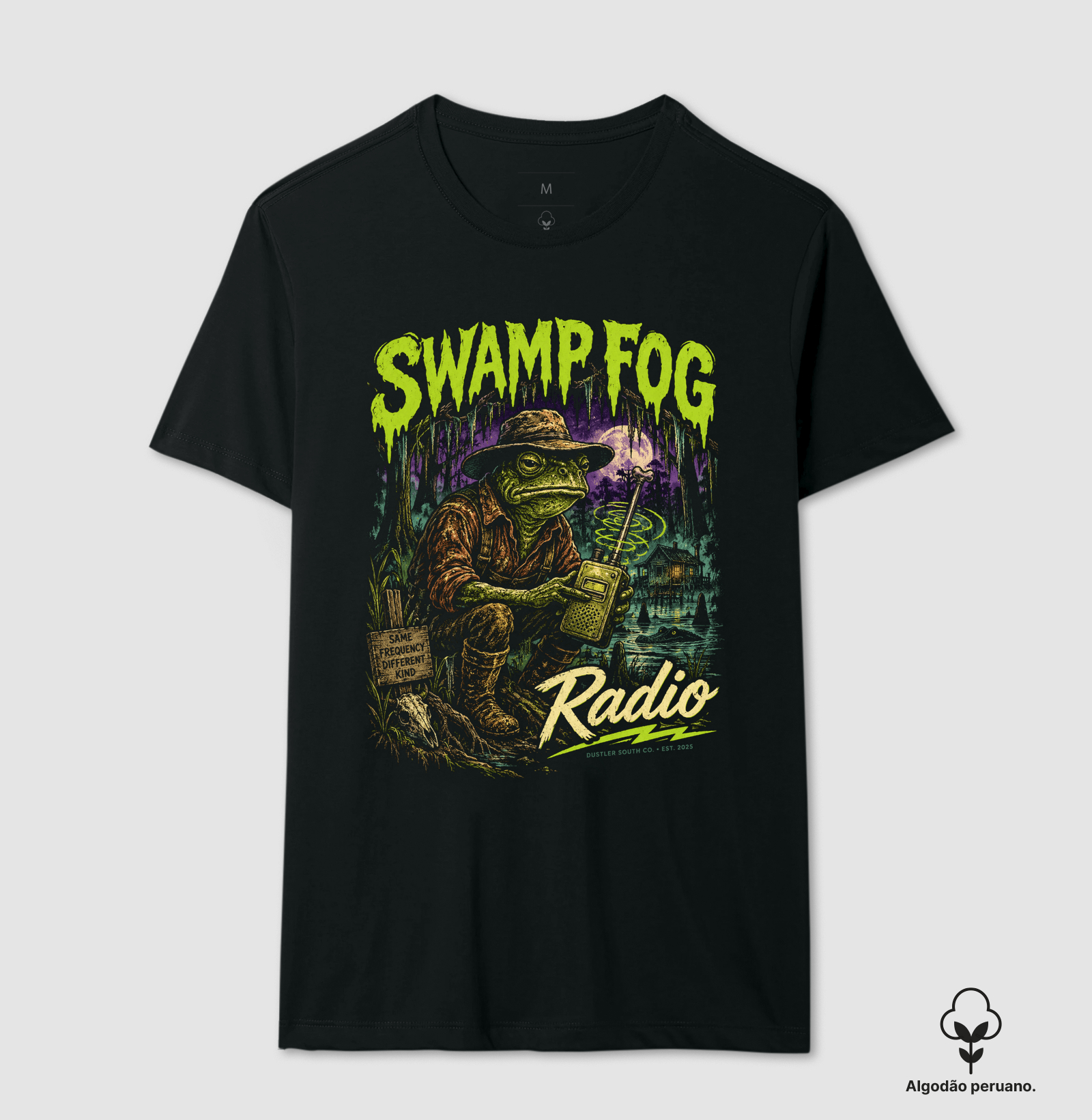 Camiseta Blues Swamp Fog Radio Dustler South Co. Algodão Peruano Premium - Imagem 2
