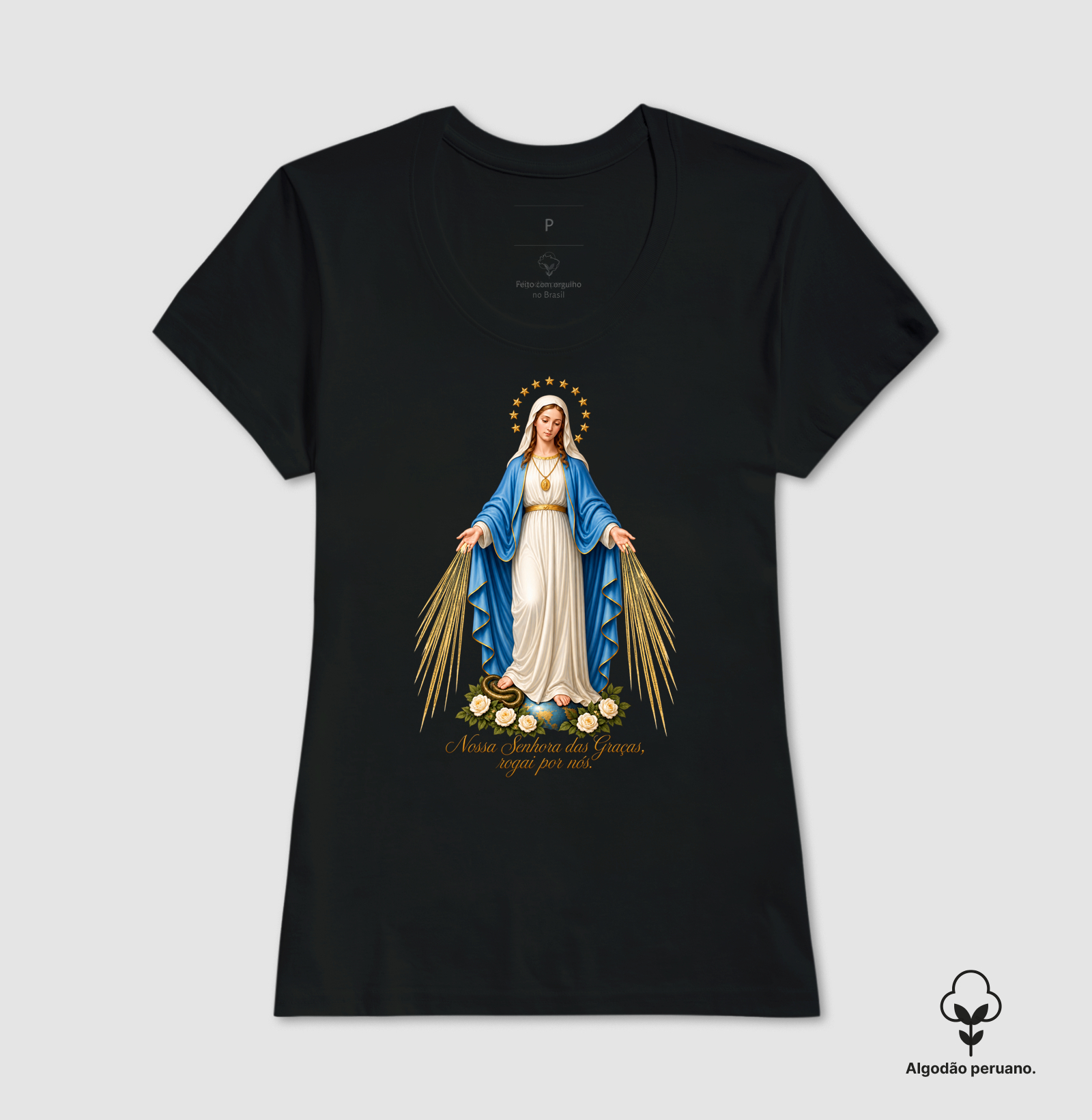 Camiseta Algodão Peruano Nossa Senhora das Graças - Imagem 4