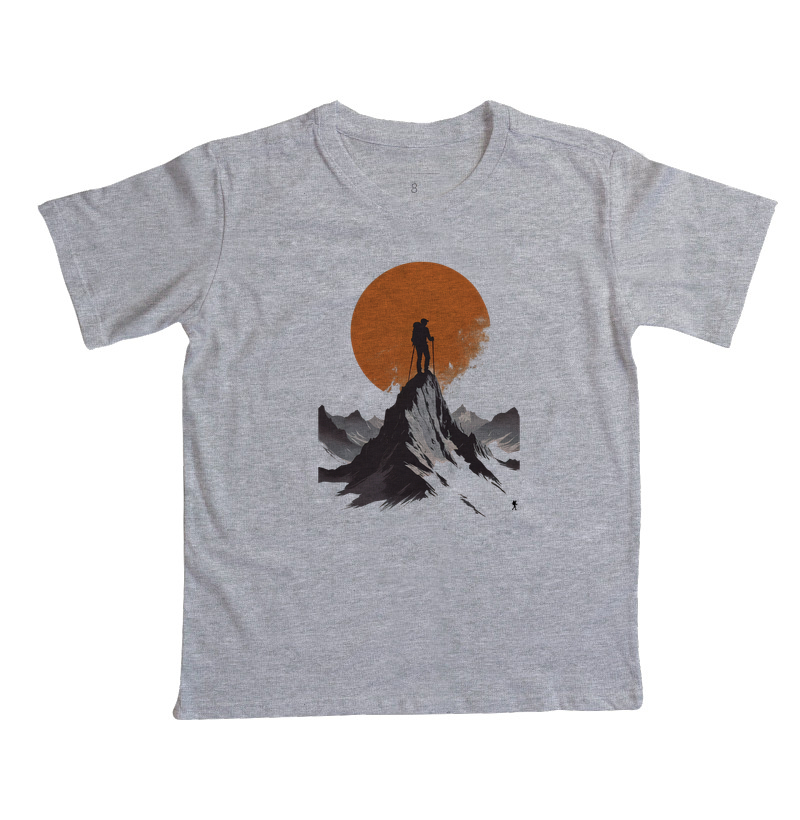 Camiseta Trilheiro no Topo da Montanha | Sol Laranja Silhueta Aventura | Colecao Fashion Travel - Imagem 6