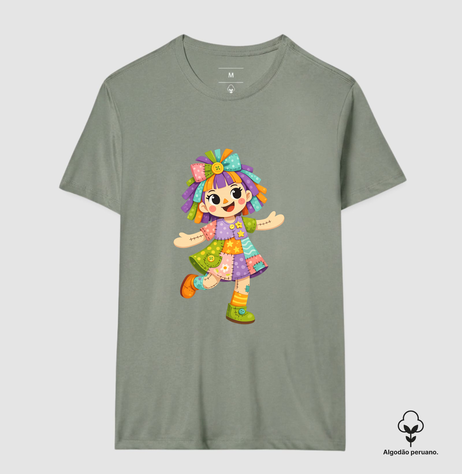 Camiseta Algodão Peruano Boneca de Pano - Azul - Imagem 10
