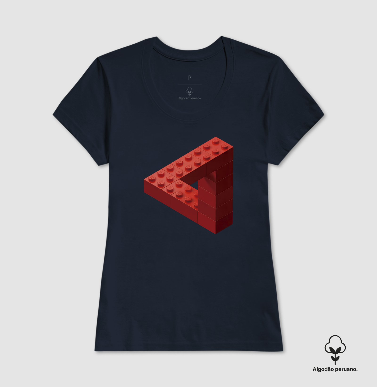 Camiseta Algodão Peruano Ilusão de Blocos - Imagem 4