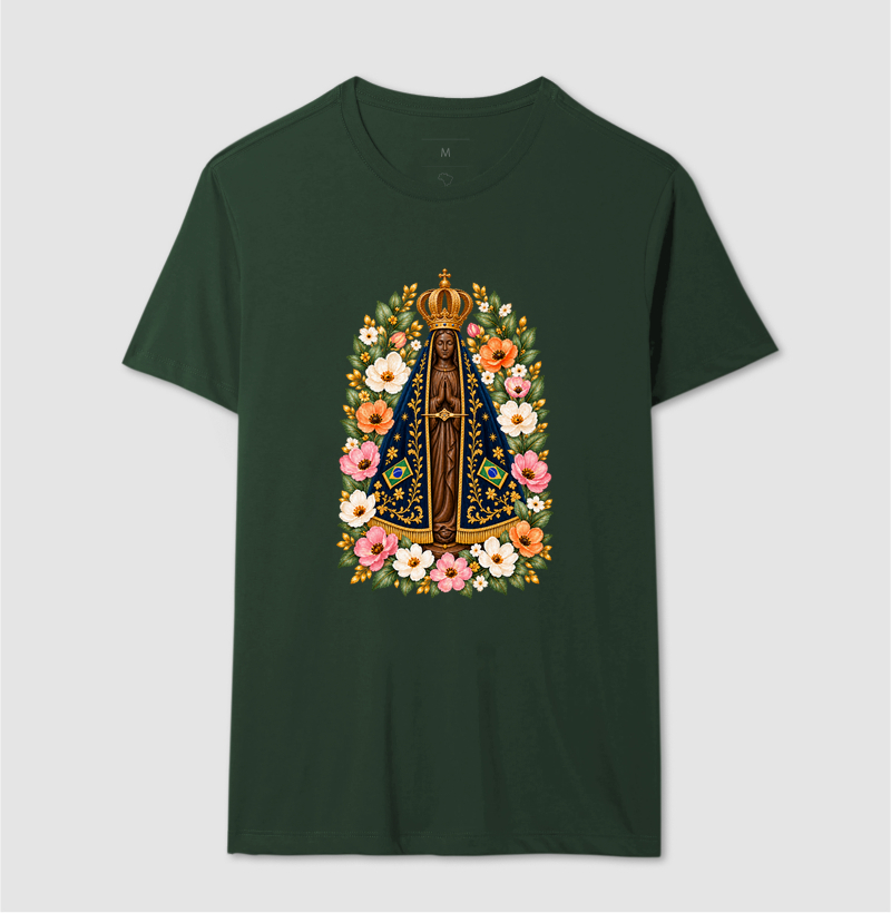 Camiseta Nossa Senhora Aparecida com Flores - Imagem 8