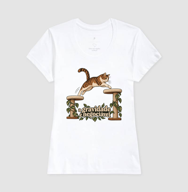 Camiseta Gato Salto "a gravidade é negociável" | Pelo & Pano - Imagem 5