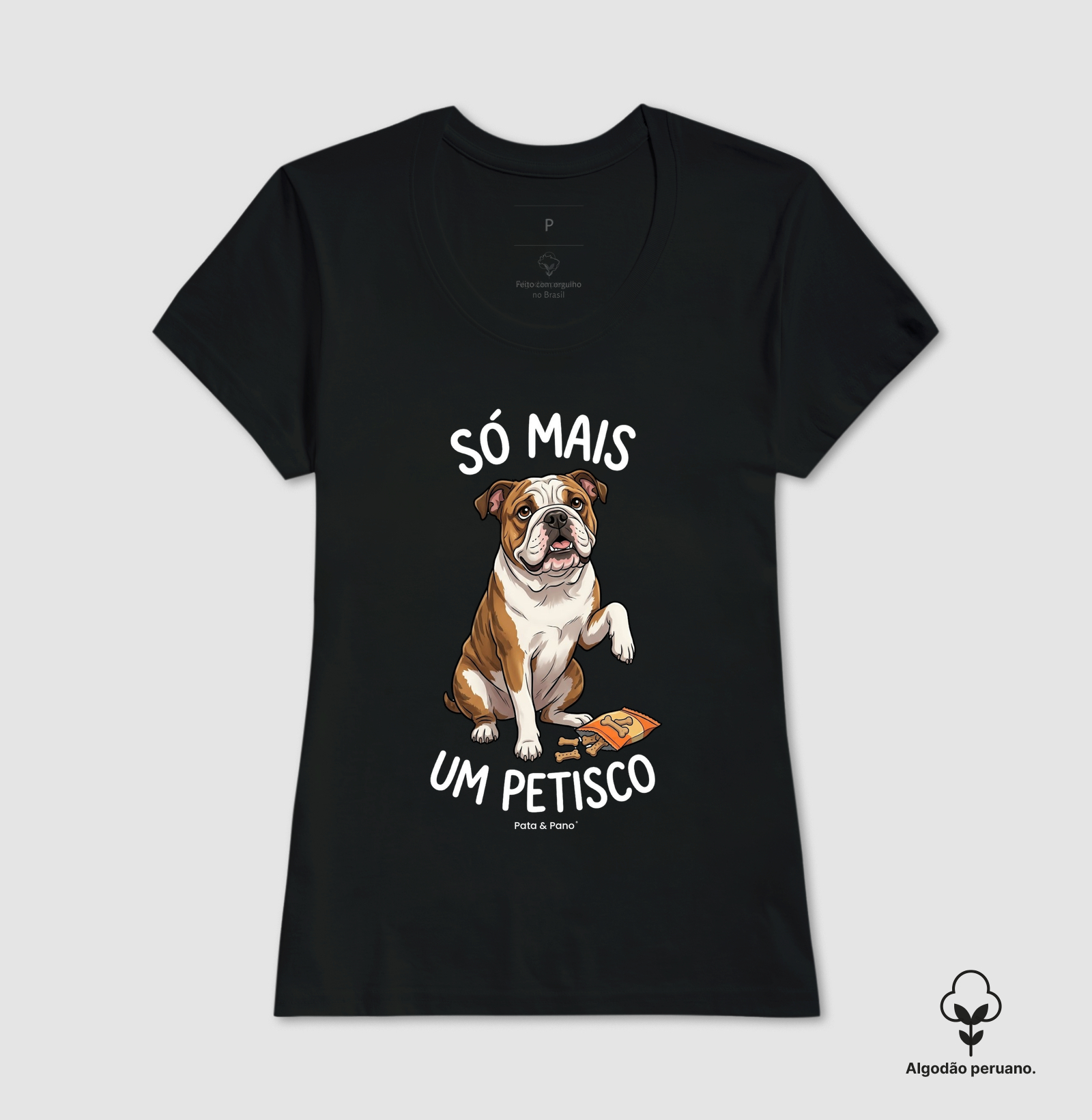 CAMISETA ALGODÃO PERUANO BULLDOGUE INGLÊS PETISCO - Imagem 2