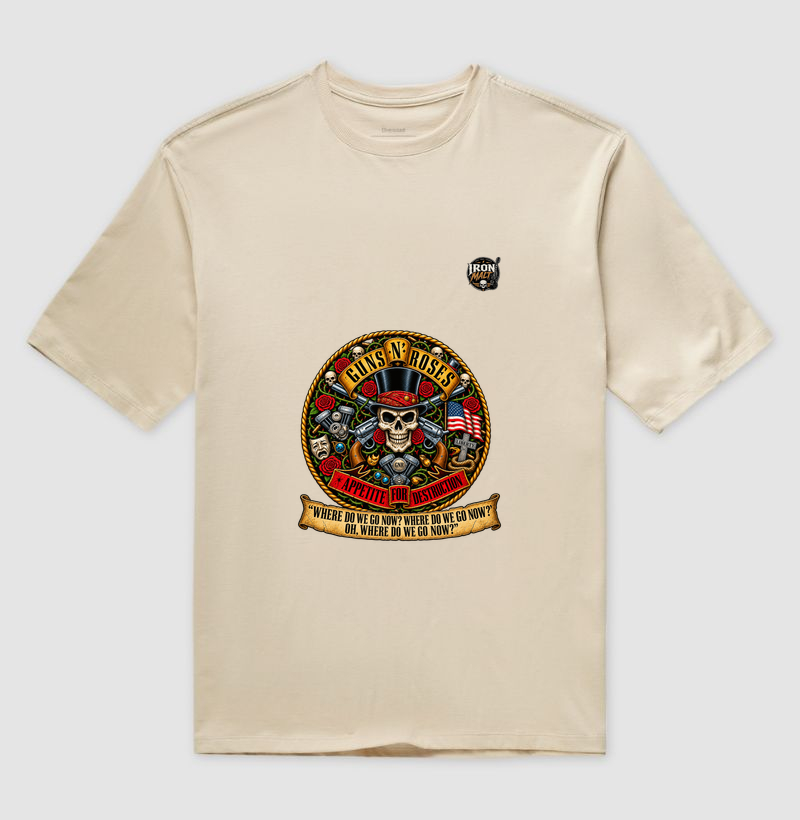 Camiseta Guns N’ Roses Caveira, Rosas e Revólveres - Imagem 3