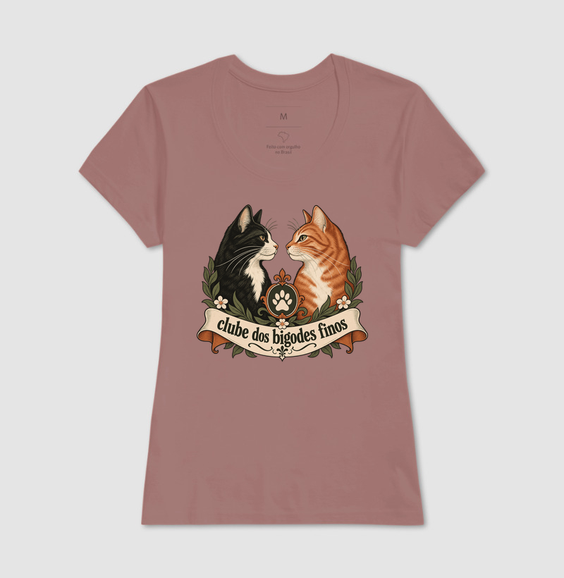 Camiseta Gato Clássica "clube dos bigodes finos" | Pelo & Pano - Imagem 17