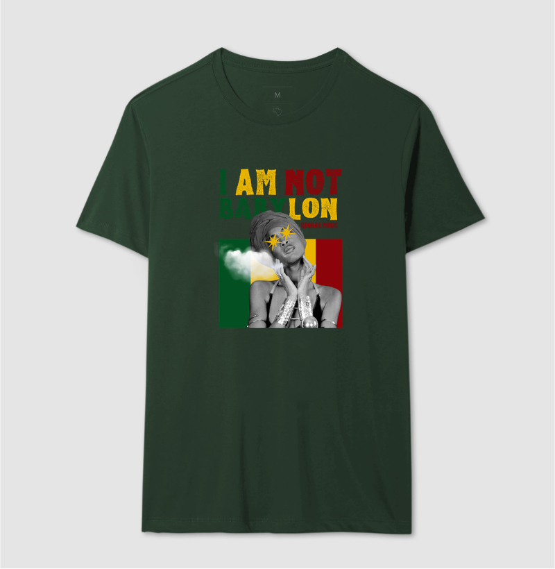 Camiseta I Am Not Babylon!  Coleção Reggae. Masculina e feminina. Algodão Premium. - Imagem 10
