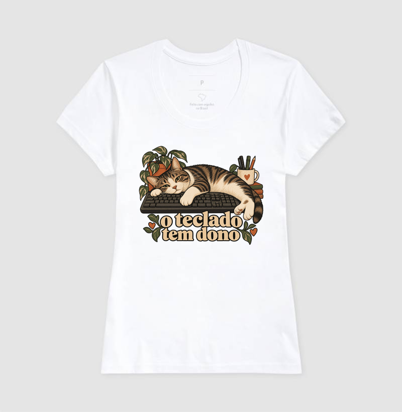 Camiseta Gato Home Office "o teclado tem dono" | Pelo & Pano - Imagem 5
