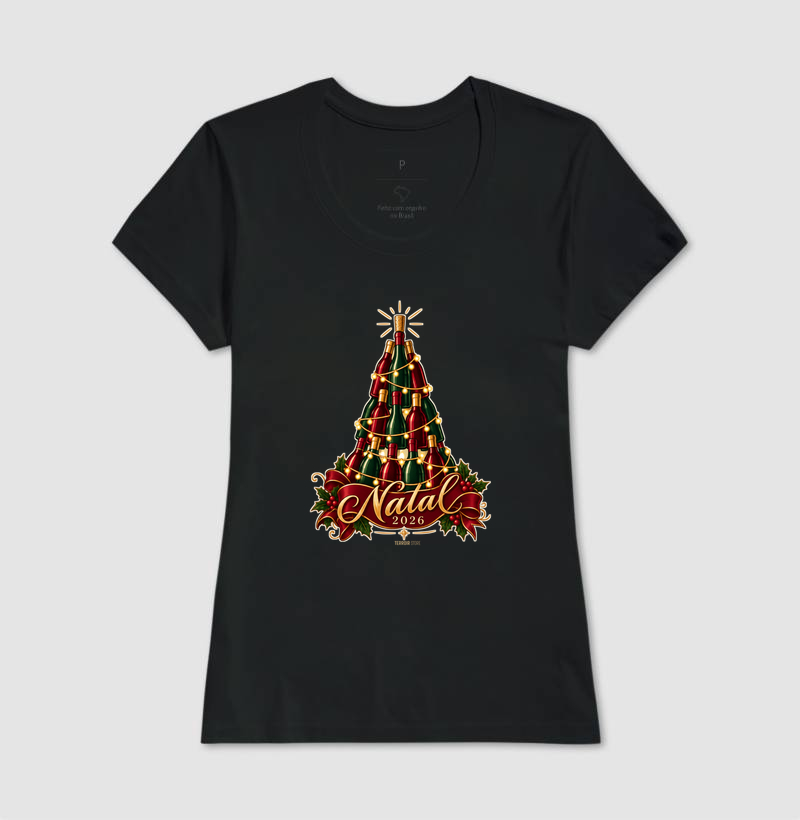 Camiseta Natal 2026 – Árvore de Garrafas de Vinho - Imagem 3