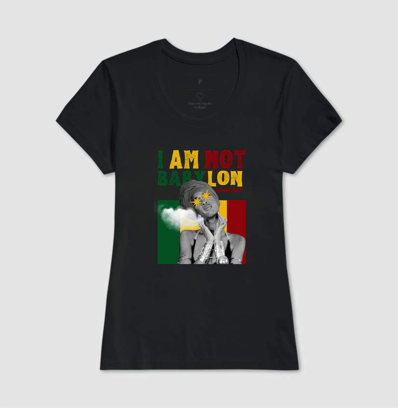 Camiseta I Am Not Babylon!  Coleção Reggae. Masculina e feminina. Algodão Premium. - Imagem 4