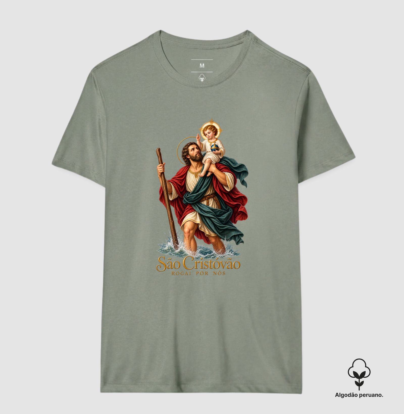 Camiseta Algodão Peruano São Cristóvão Rogai Por Nós - Imagem 4
