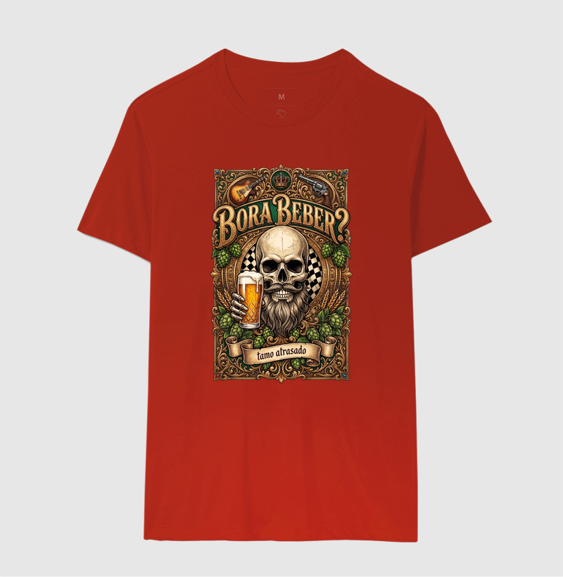 Bora Beber? Tamo Atrasado! | Camiseta Caveira Tattoo - Imagem 9