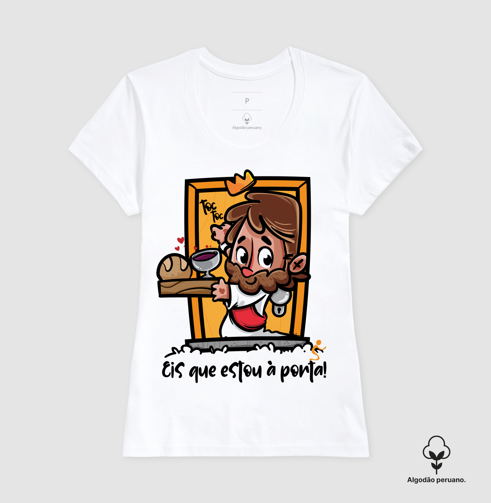 Camiseta Algodão Peruano Cristã Jesus Está à Porta - Imagem 3