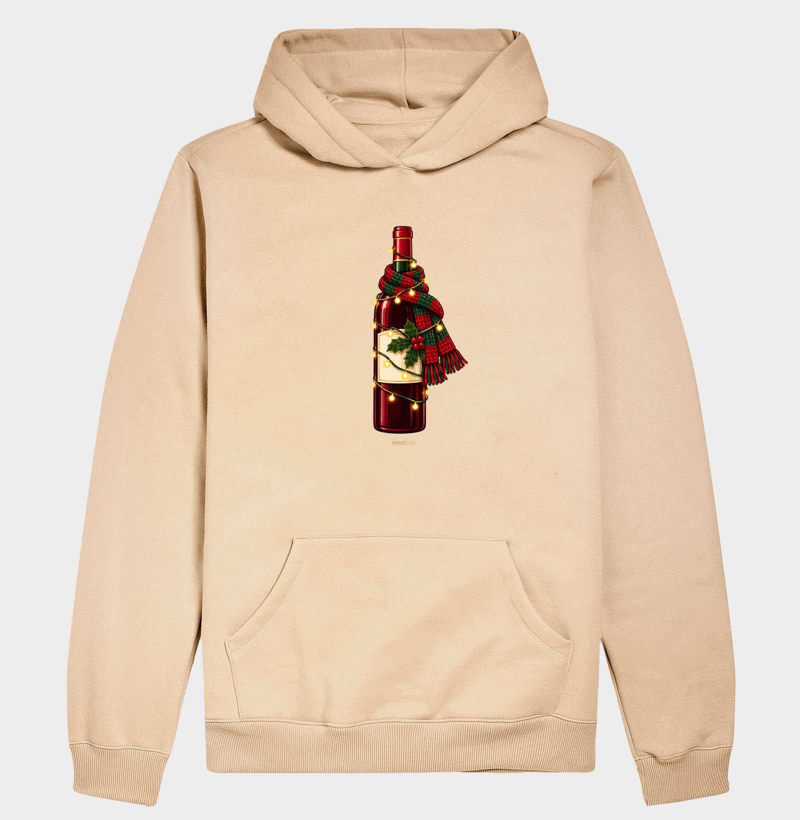 Hoodie Moletom Natal com Vinho – Garrafa de Cachecol e Pisca-Pisca - Imagem 5