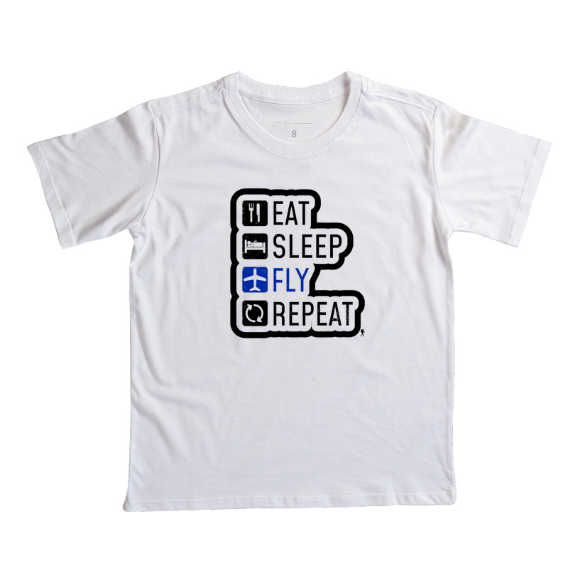 Camiseta Eat Sleep Fly Repeat | Rotina do Viajante Viciado | Colecao Viciados em Viagem - Imagem 4