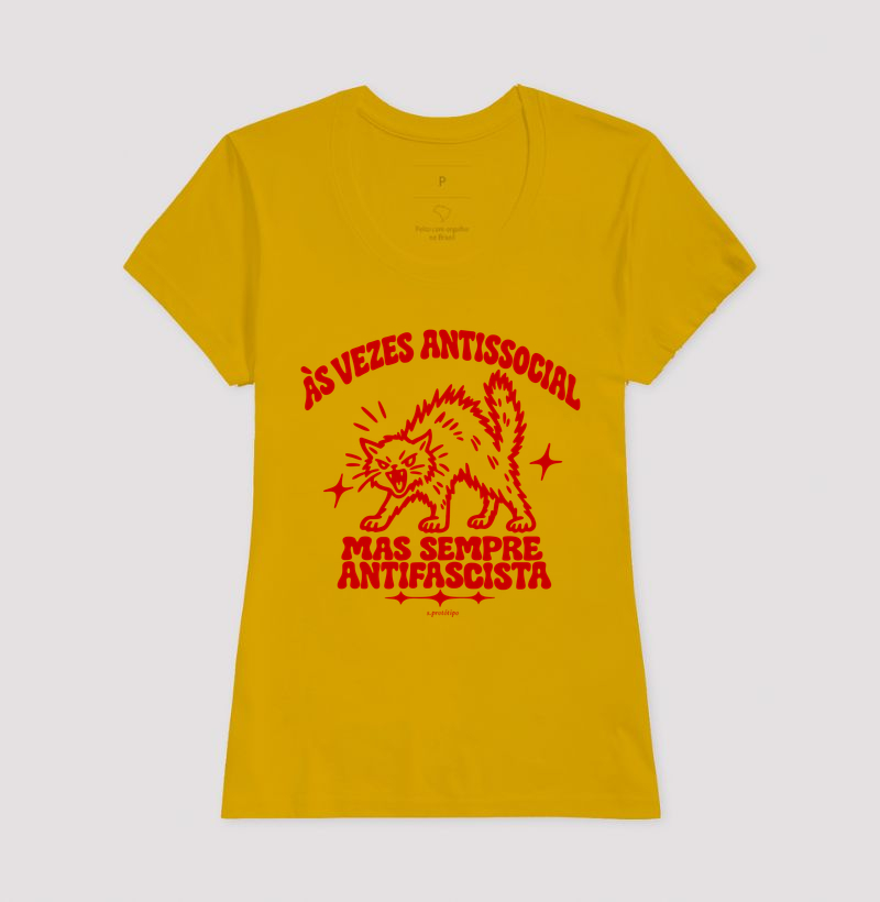Camiseta Às Vezes Antissocial, Mas Sempre Antifascista (a virada) - Imagem 13