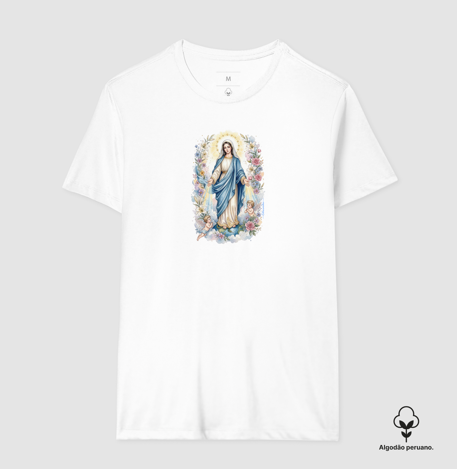 Camiseta Nossa Senhora das Graças - Raios de Luz e Anjos - Imagem 2