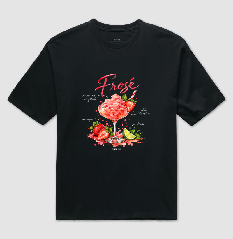 Camiseta Oversized Frosé – Drink com Vinho Rosé e Morango - Imagem 2