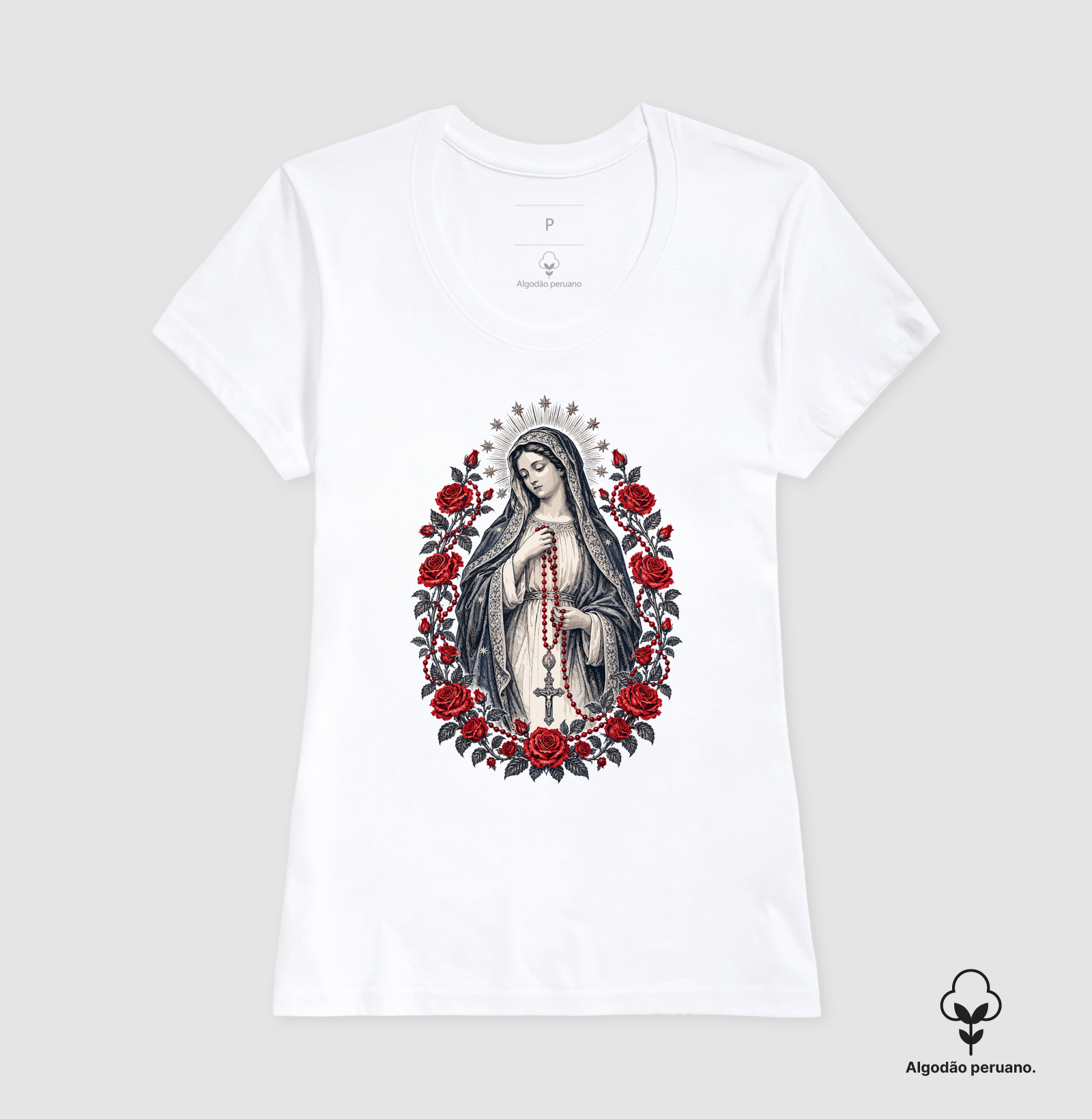 Nossa Senhora do Rosário Regina Rosarii - Algodão Peruano - Imagem 9
